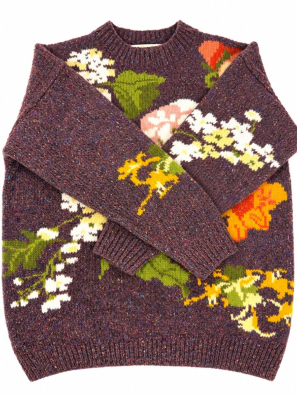 Vintage 80s 90s Express Handknitted Floral Sweater Cottagecore Wool Blend M - Picture 5 of 5